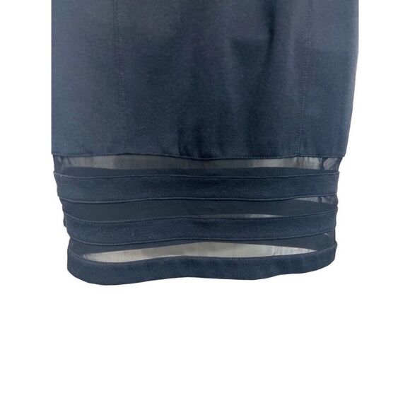 BCBG Cocktail Dress Size 2 Black Sheer Cutout Panel Midi Party A Line Sleeveless - Picture 10 of 13